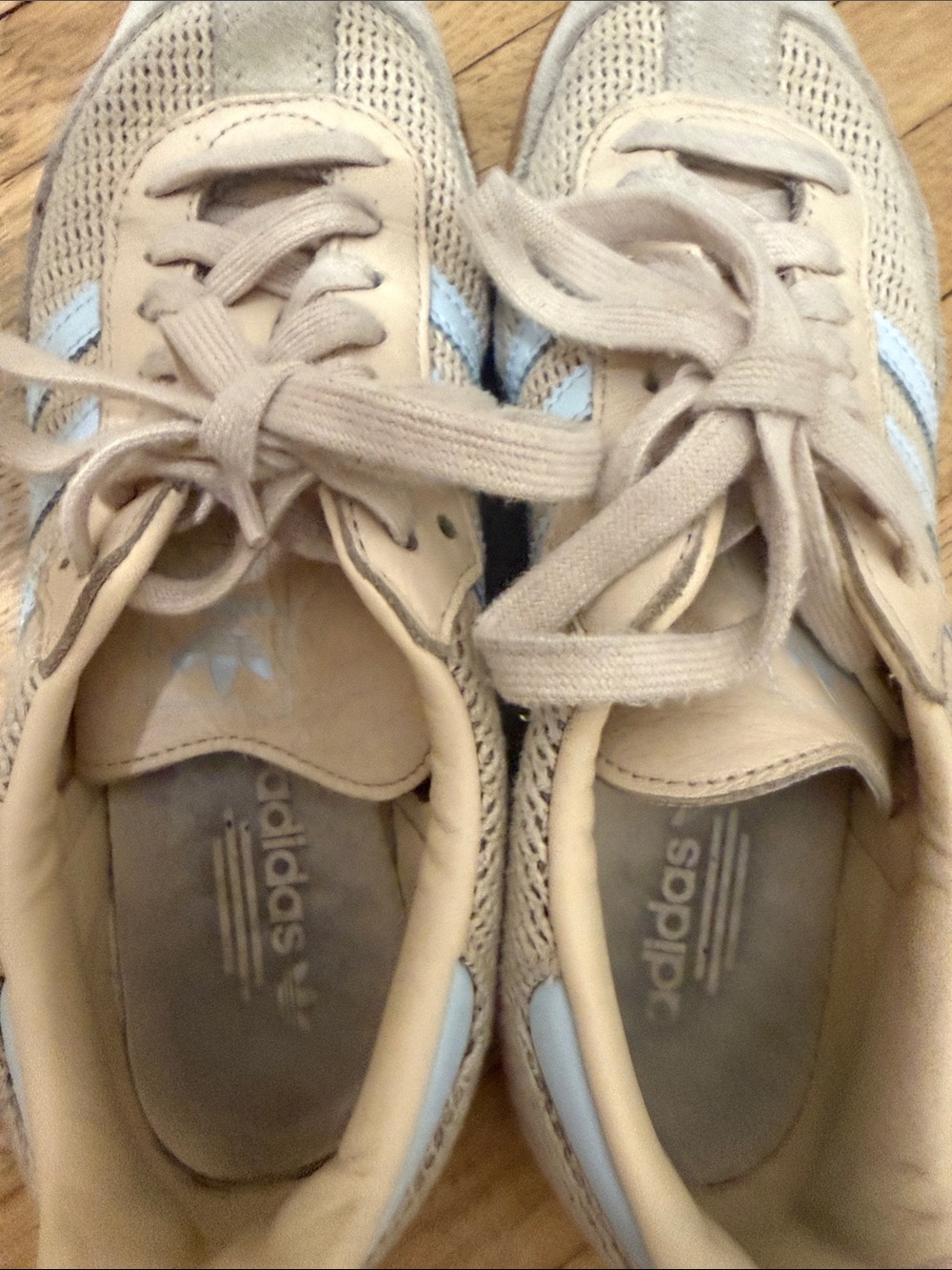 adidas Light Beige Sneakers with Pale Blue Stripes - Picture 7 of 9